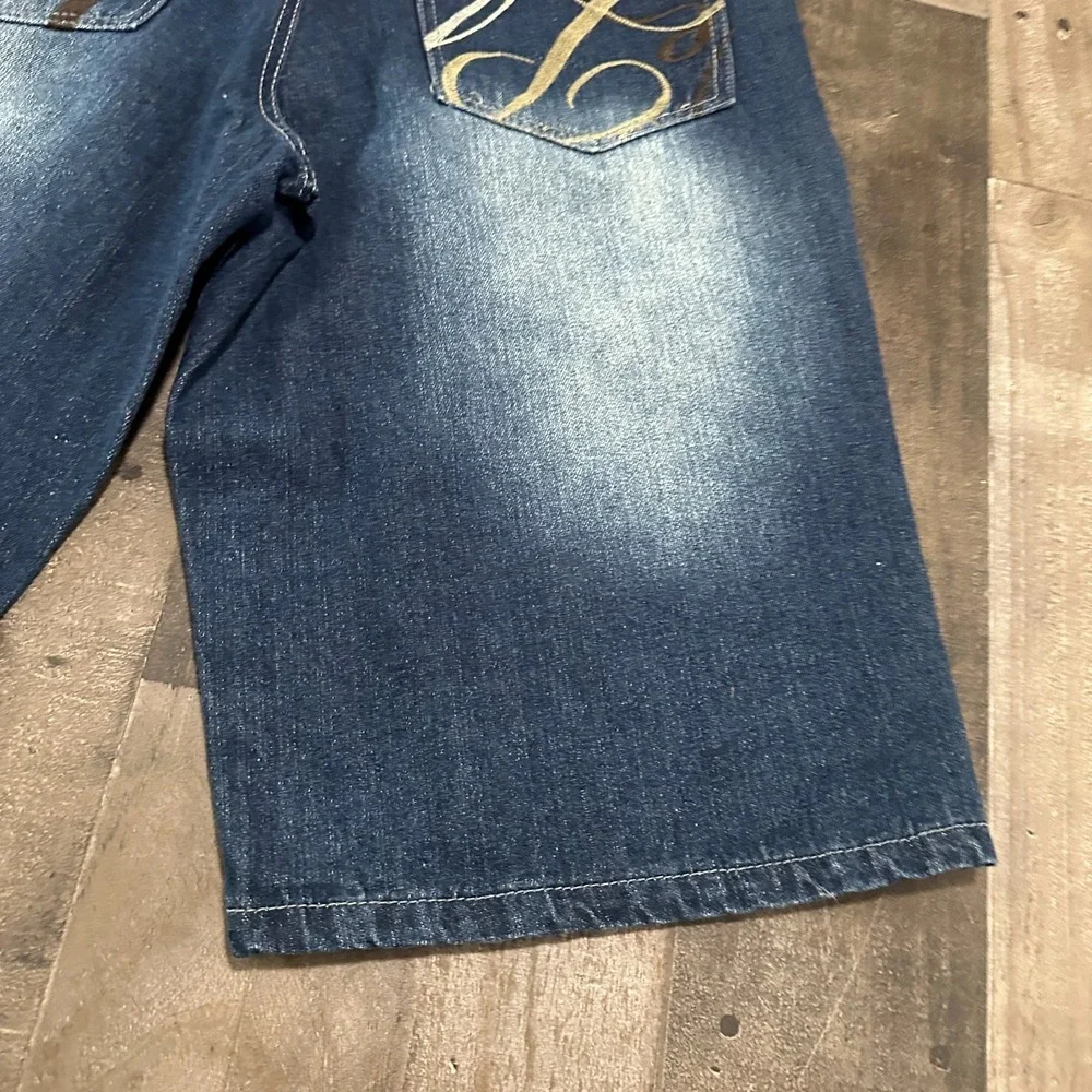 Vintage Southpole Shorts Mens 34 Blue Denim Jean Baggy Embroidered Skate Y2K 90